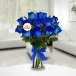 Jarrón 12 Rosas Azules