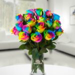 Jarrón 18 Rosas Arcoiris