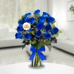 Jarrón 18 Rosas Azules