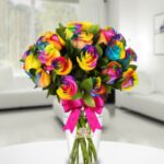 Jarrón 24 Rosas Arcoiris