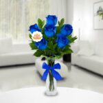 Jarrón 6 Rosas Azules