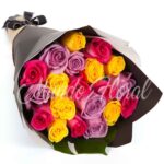 Ramo 20 Rosas (Fucsia, Lila y Amarillo)